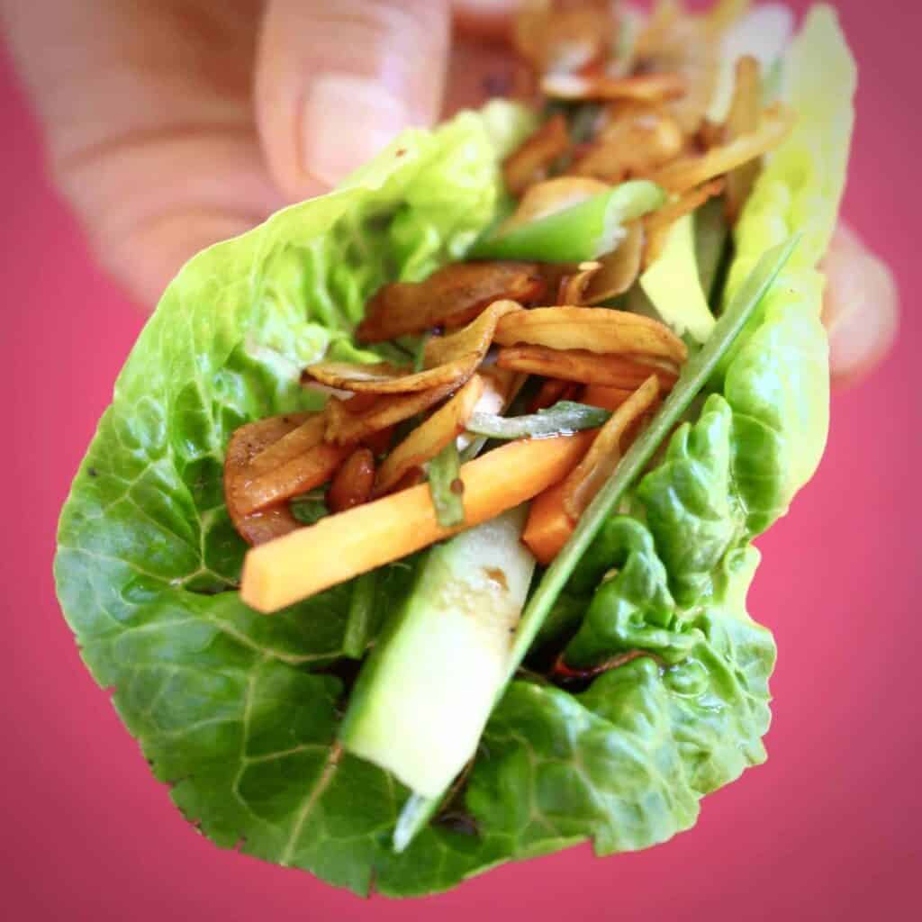 Vegan Crispy Duck Lettuce Wraps (GF) Rhian's Recipes