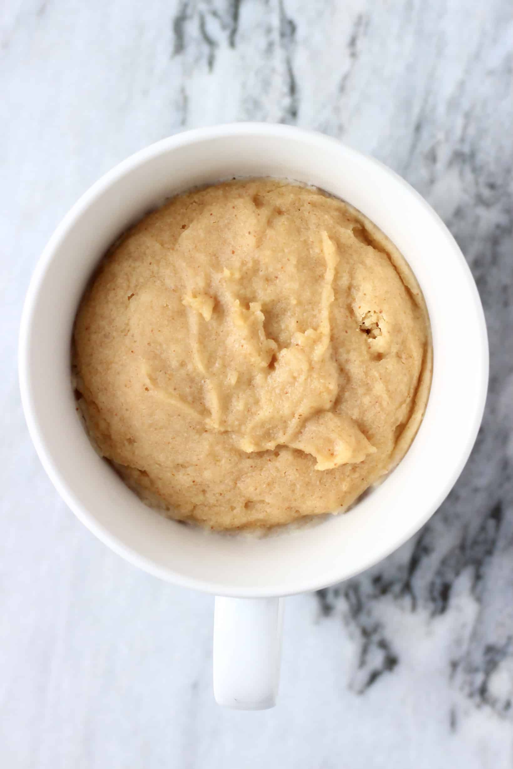 Vegan Biscoff Mug Cake in a white mug