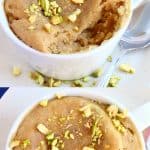 A collage of two 3-ingredient vegan biscoff mug cake photos