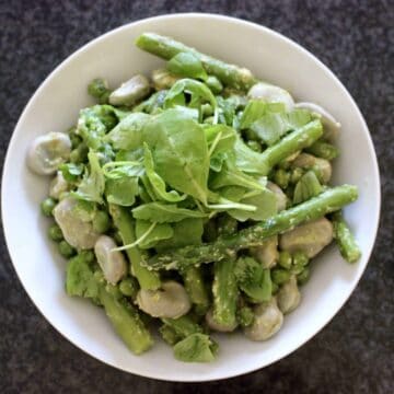 Pea, Broad Bean and Asparagus Pesto Salad