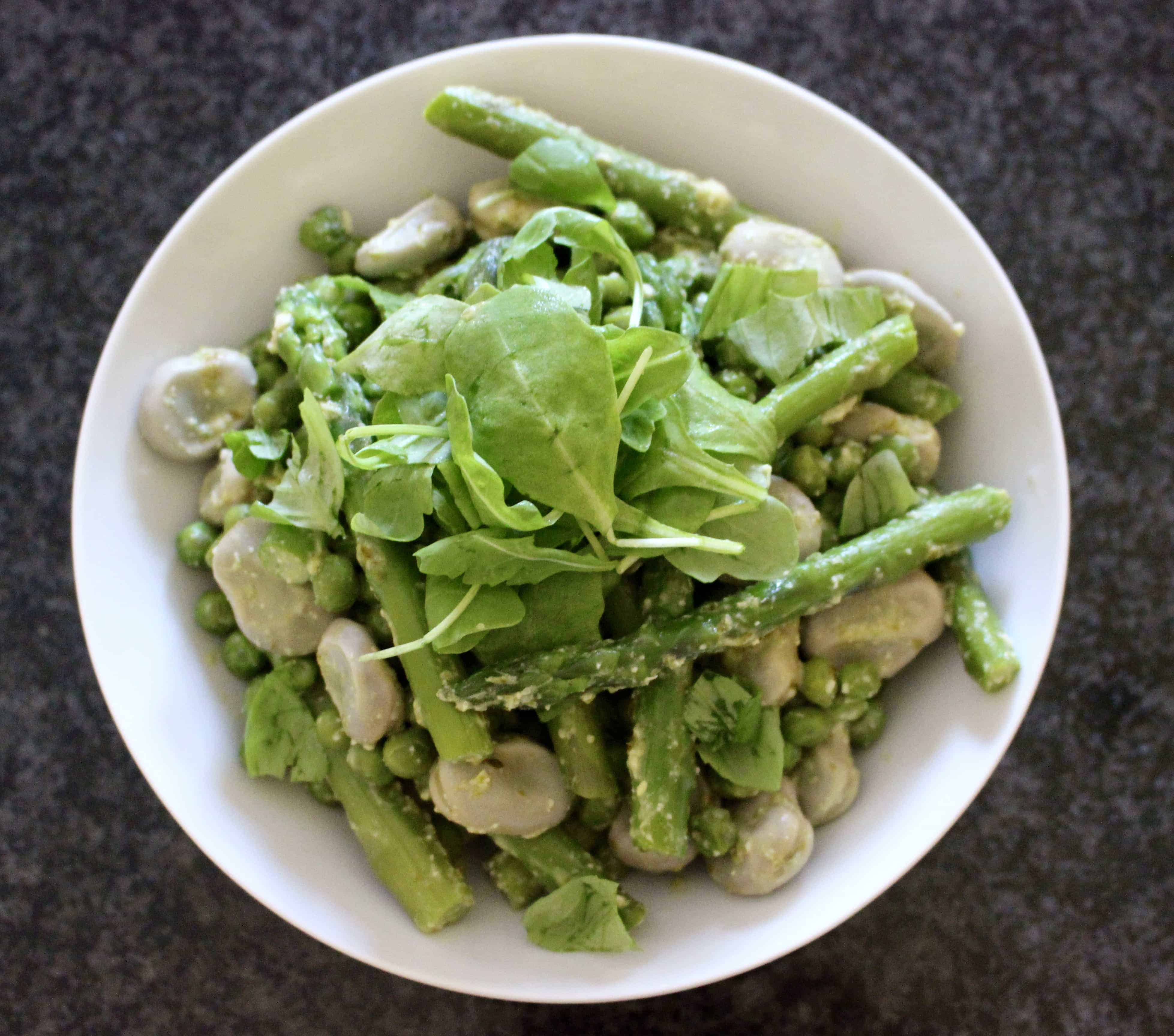 Pea, Broad Bean and Asparagus Pesto Salad Rhian's Recipes