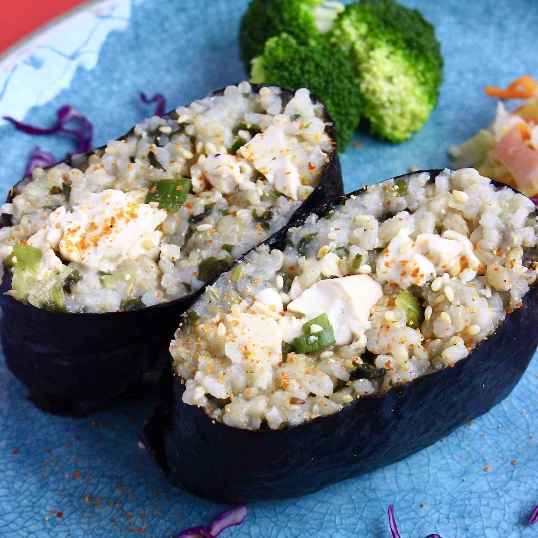 Scrambled Teriyaki Tofu Onigirazu (Vegan + GF) - Rhian's Recipes