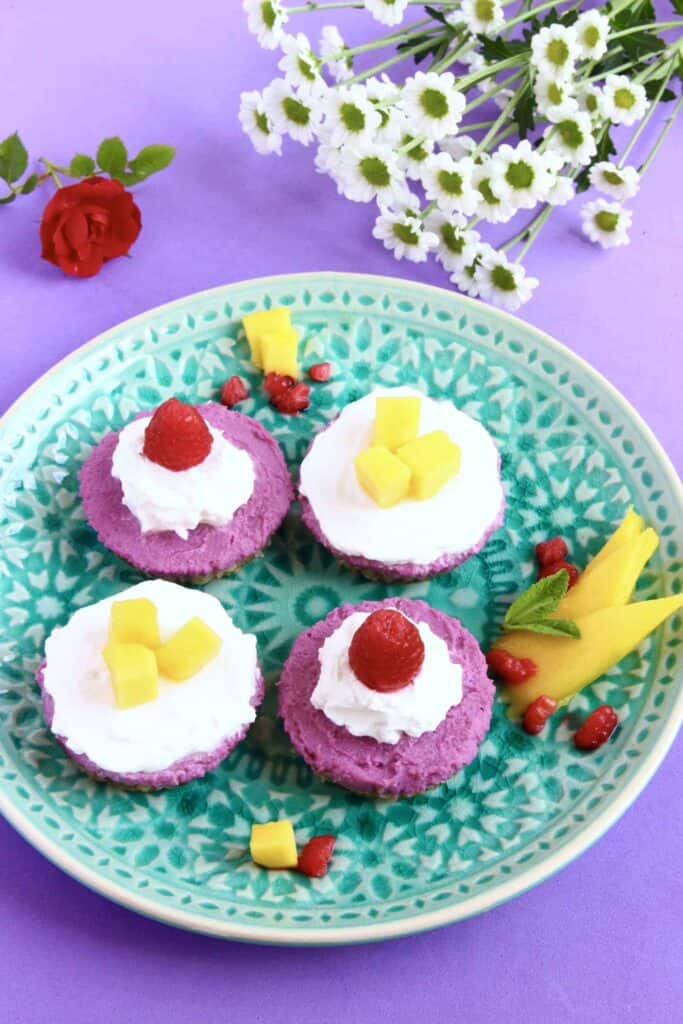 Purple Sweet Potato Cheesecakes (Vegan + GF)