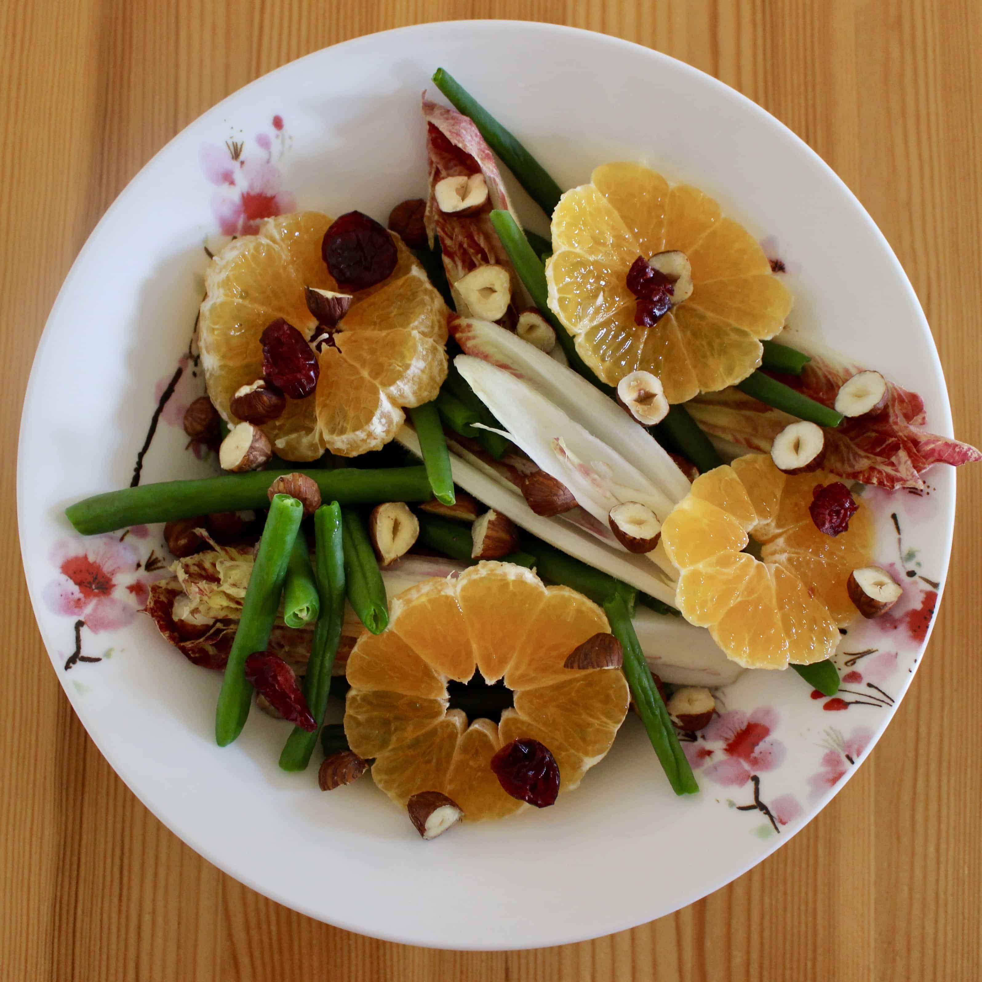 Clementine French Bean Chicory Hazelnut Salad (Vegan + GF) Rhian's
