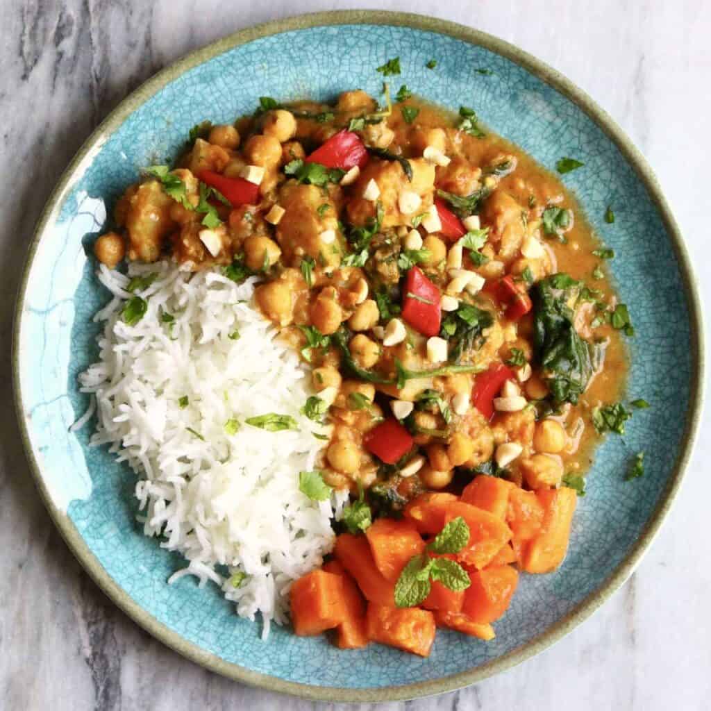 Chickpea Sweet Potato Peanut Curry (Vegan + GF)