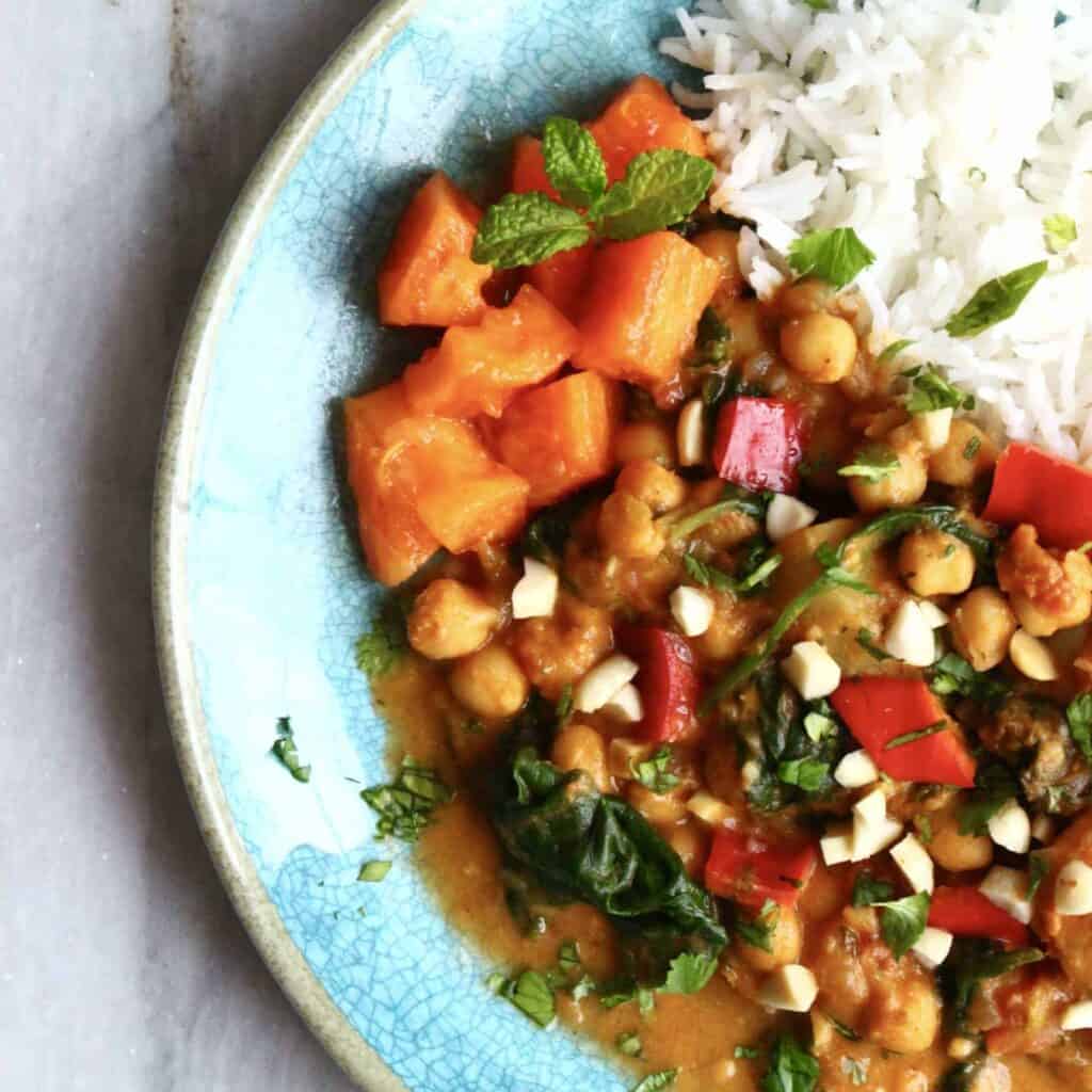 Chickpea Sweet Potato Peanut Curry (Vegan + GF)