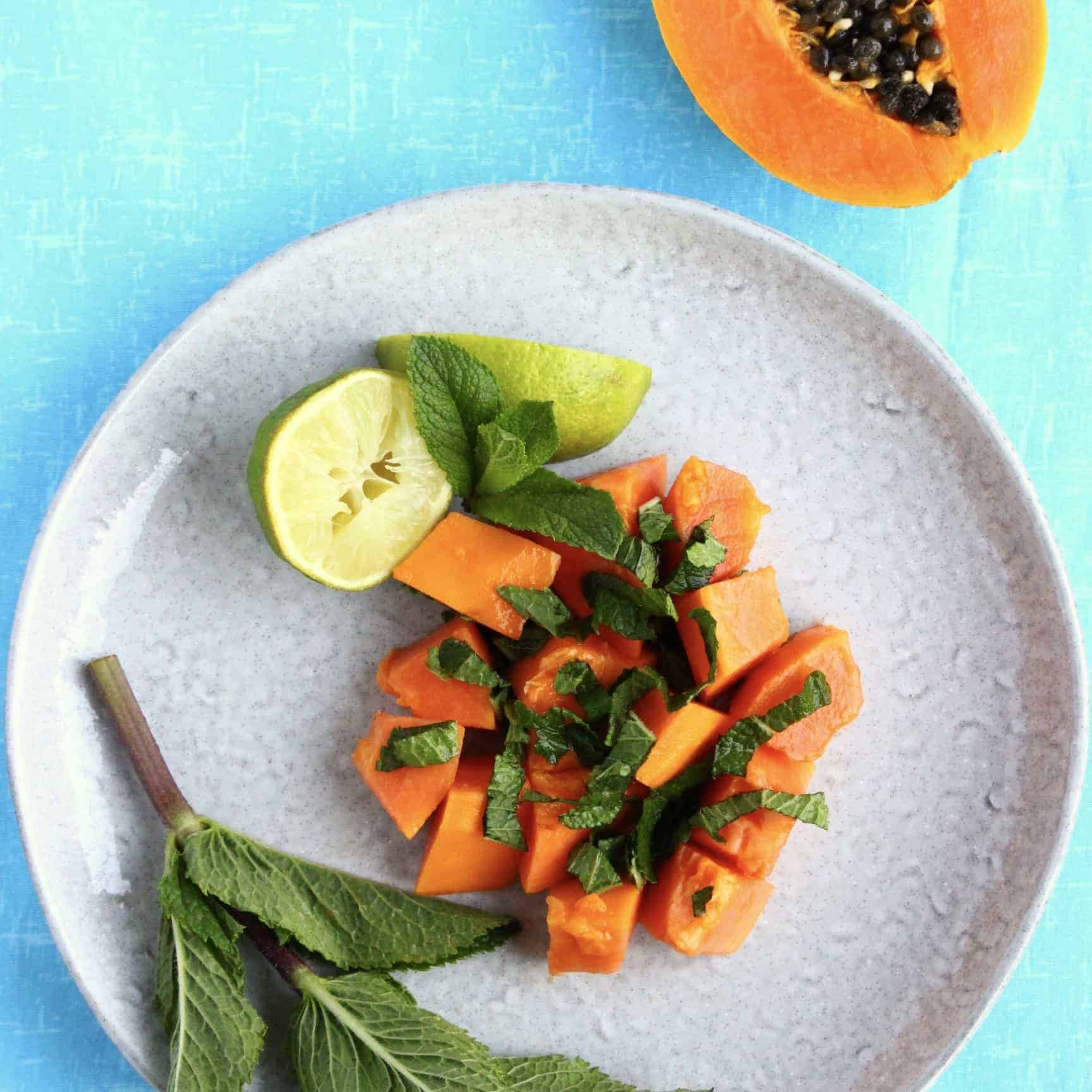 Papaya Mint Lime Salad (Vegan + GF) Rhian's Recipes