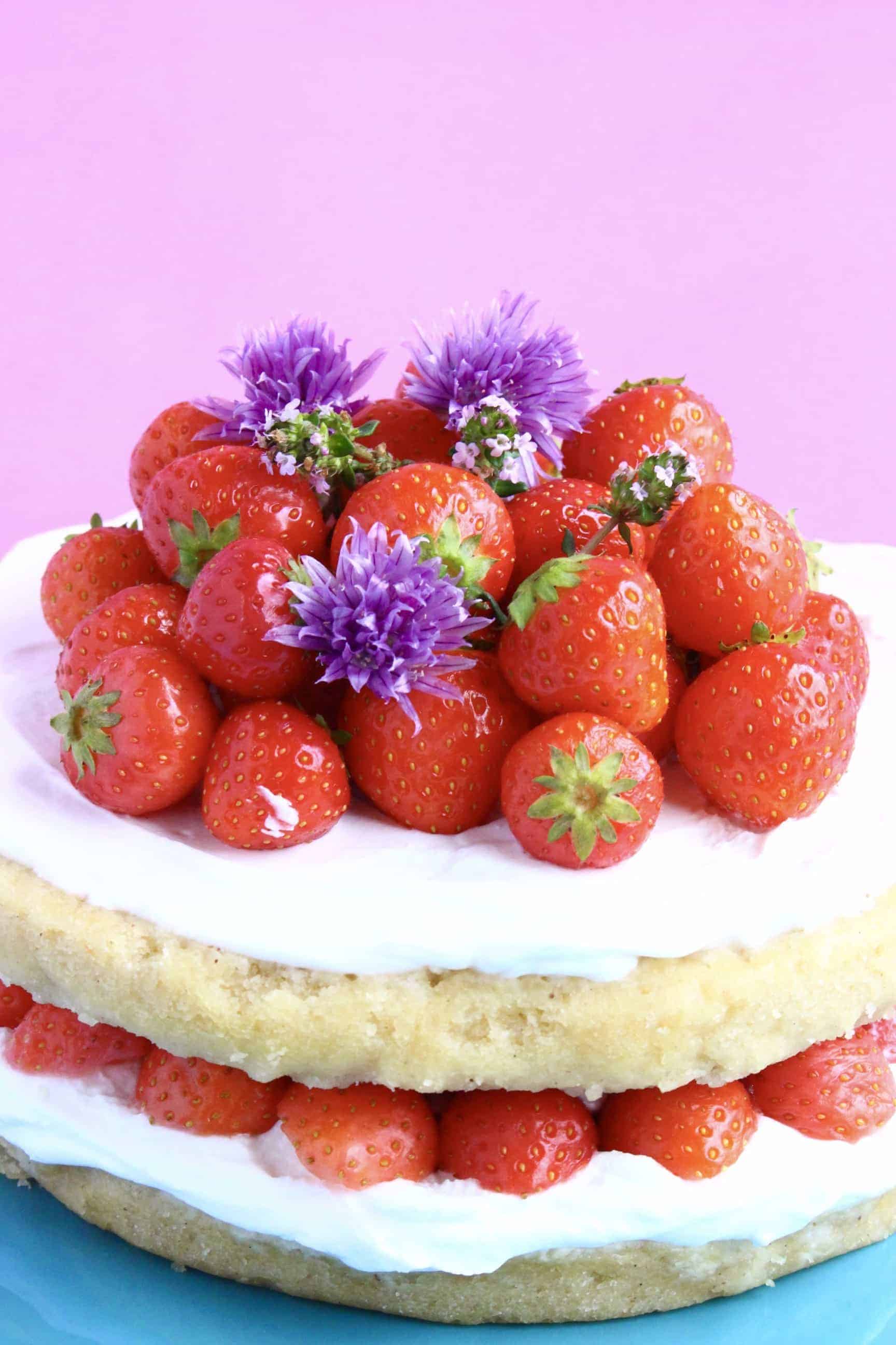 Gluten-Free Vegan Strawberry Sponge Layer Cake