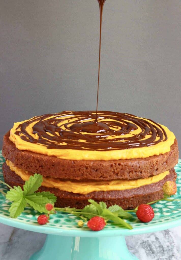 Gluten-Free Vegan Peanut Butter Chocolate Cake