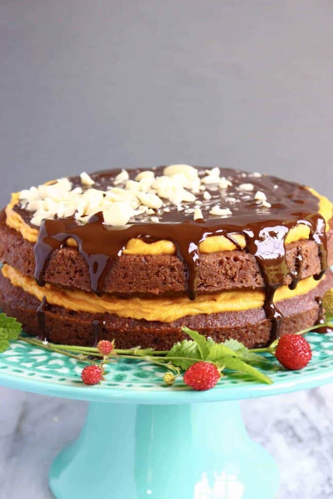 Gluten-Free Vegan Peanut Butter Chocolate Cake