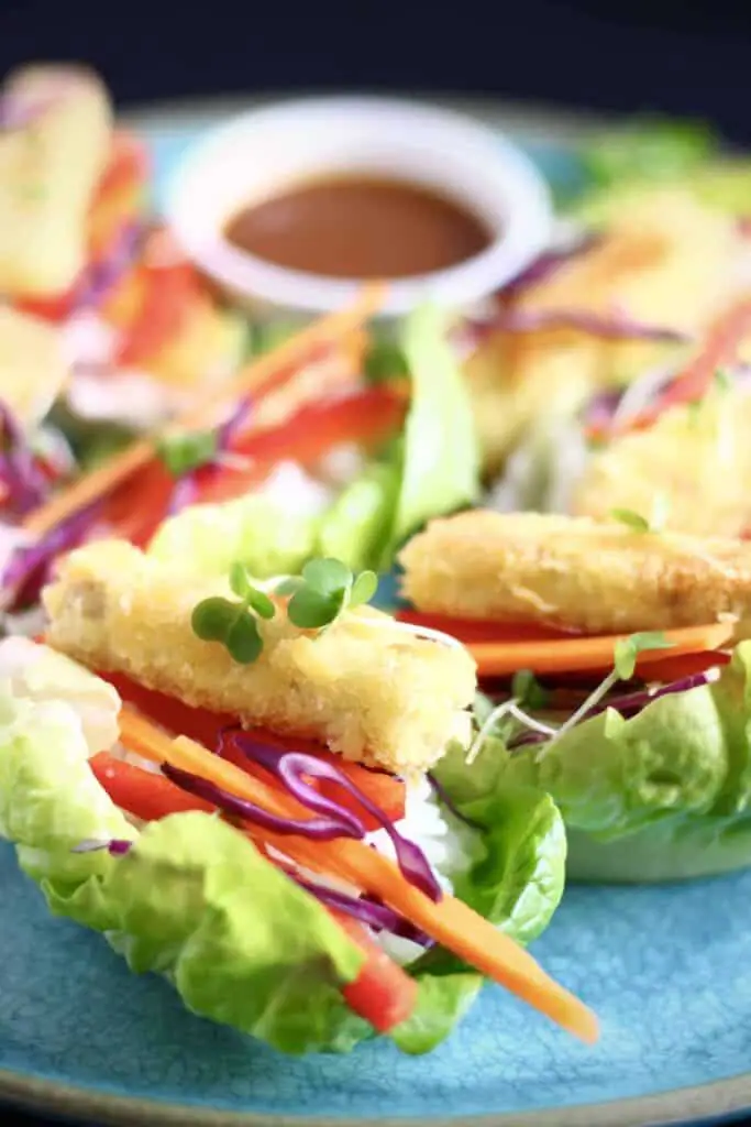 Tofu Katsu Sushi Lettuce Wraps (Vegan + GF)