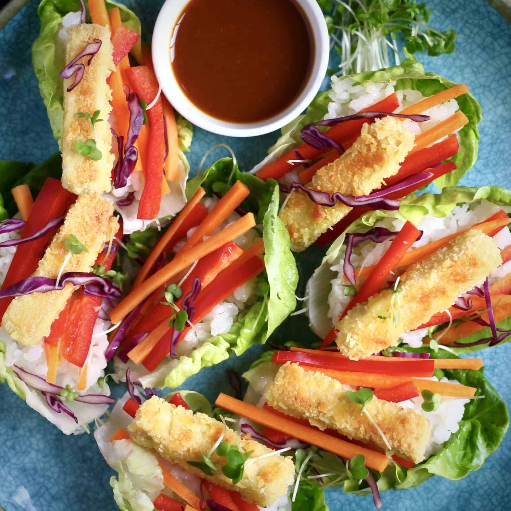 Tofu Katsu Sushi Lettuce Wraps (Vegan + GF) Tofu Katsu Sushi Lettuce Wraps (Vegan + GF)
