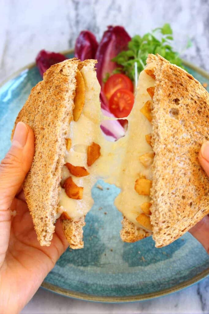 Vegan Coconut Bacon Stretchy Melty Grilled Cheese (GF)