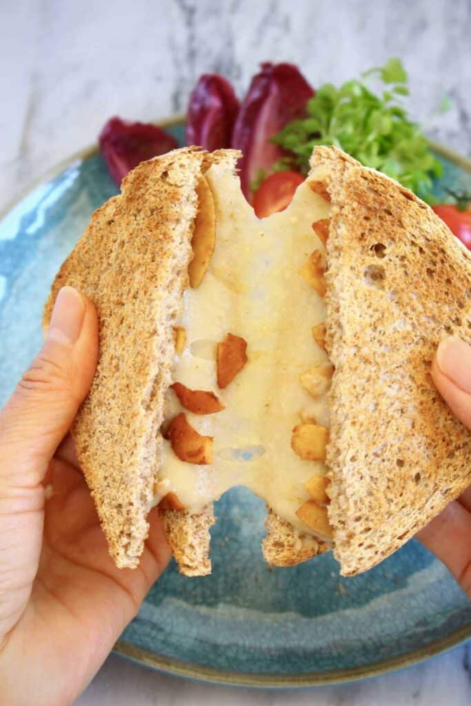 Vegan Coconut Bacon Stretchy Melty Grilled Cheese (GF)