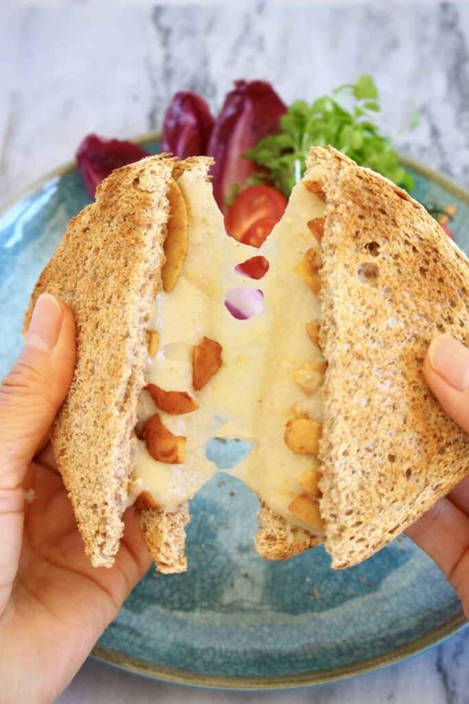 Vegan Coconut Bacon Stretchy Melty Grilled Cheese (GF)