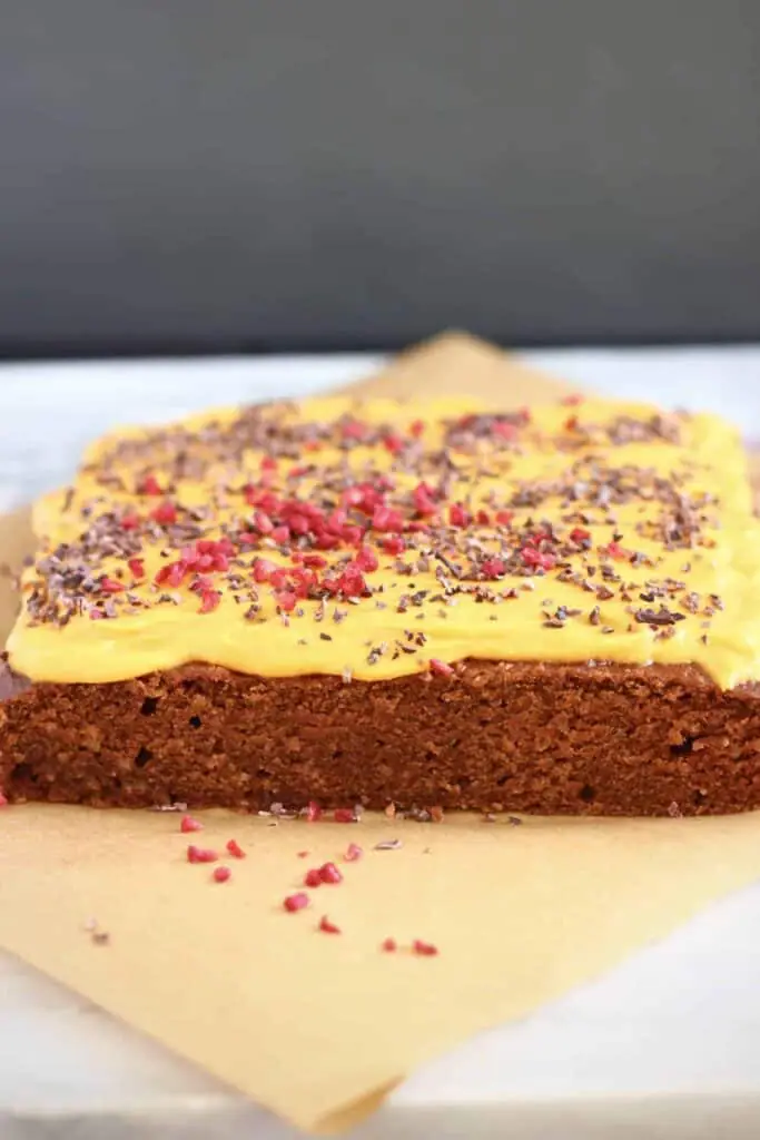 Gluten-Free Vegan Tahini Frosted Chocolate Cake