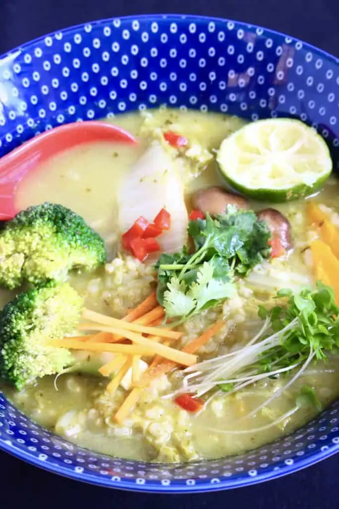 Thai Green Curry Rice Soup (Vegan + GF)