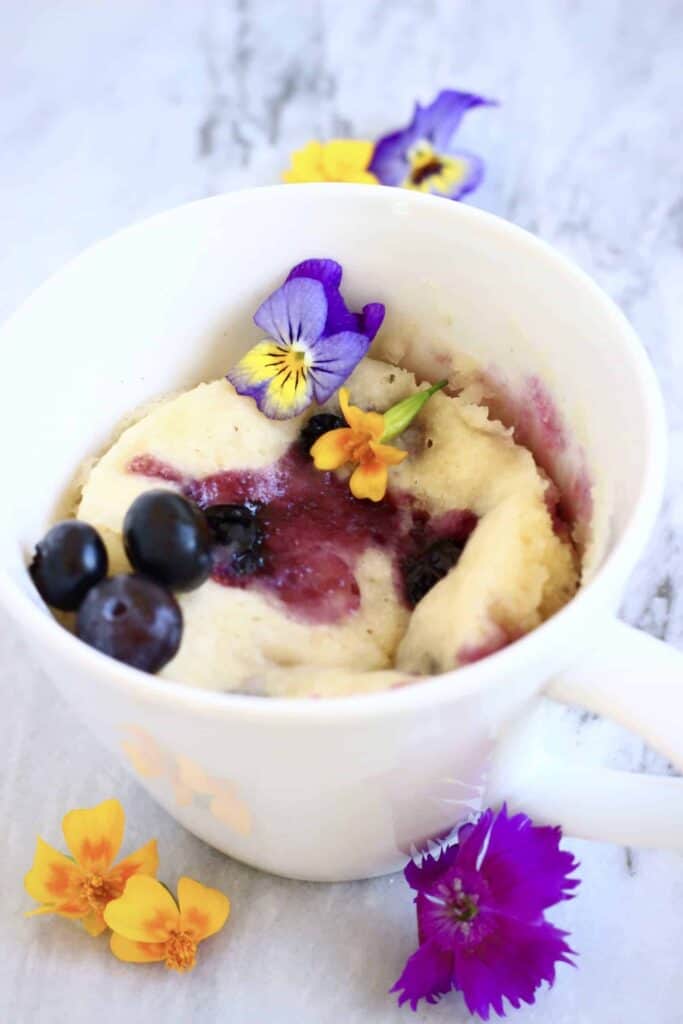 Vegan Lemon Blueberry Microwave Mug Cake | Rhian's Recipes