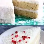 A collage of two Gluten-Free Vegan Coconut Cake photos