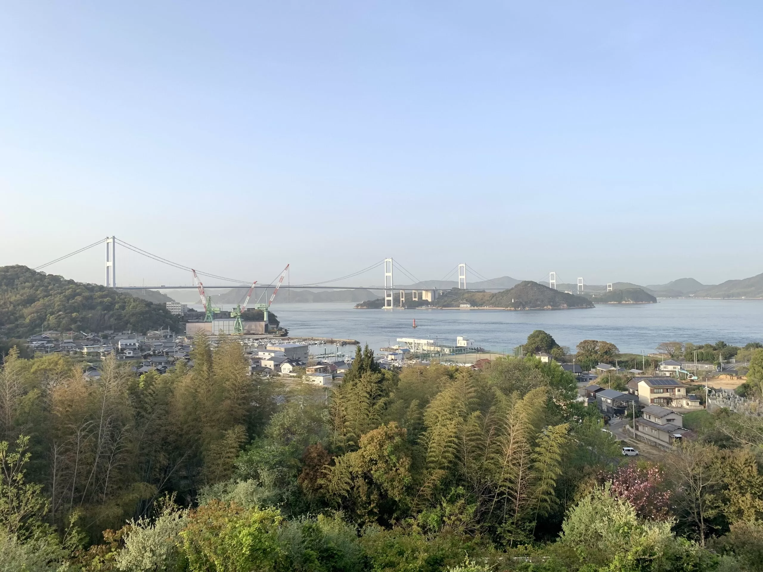 Photo of Seto Inland Sea taken from Imabari, with bridge connecting it to the neighbouring island