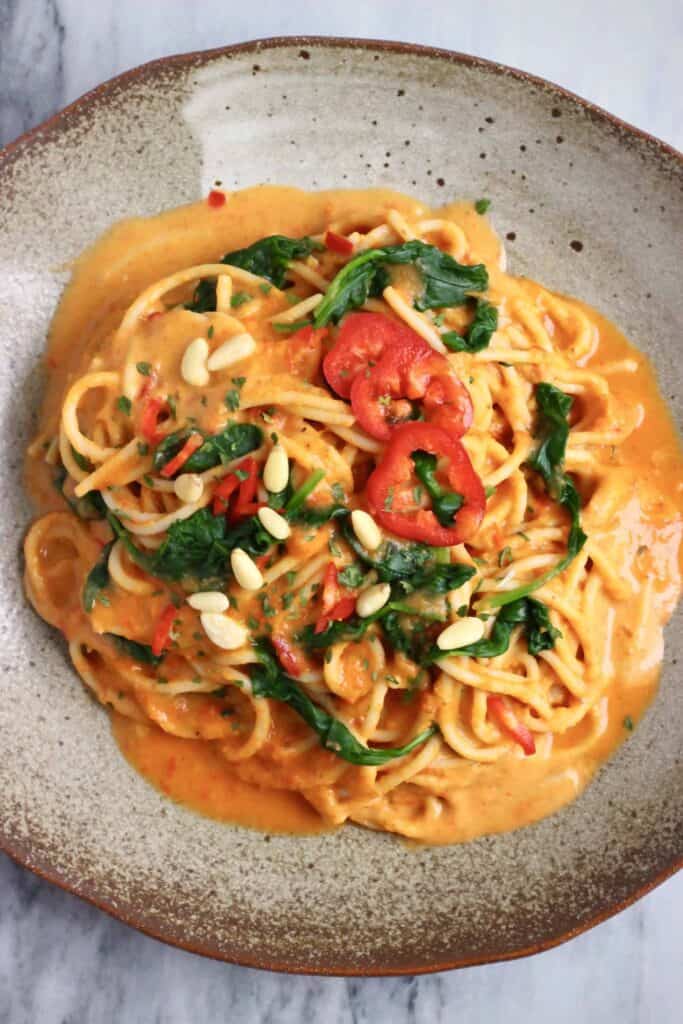 Vegan Roasted Red Pepper Pasta (GF) Rhian's Recipes