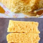 A collage of two gluten-free vegan cornbread photos