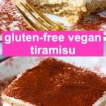 A collage of two gluten-free vegan tiramisu photos