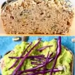A collage of two buckwheat bread photos