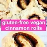 A collage of two gluten-free vegan cinnamon rolls photos