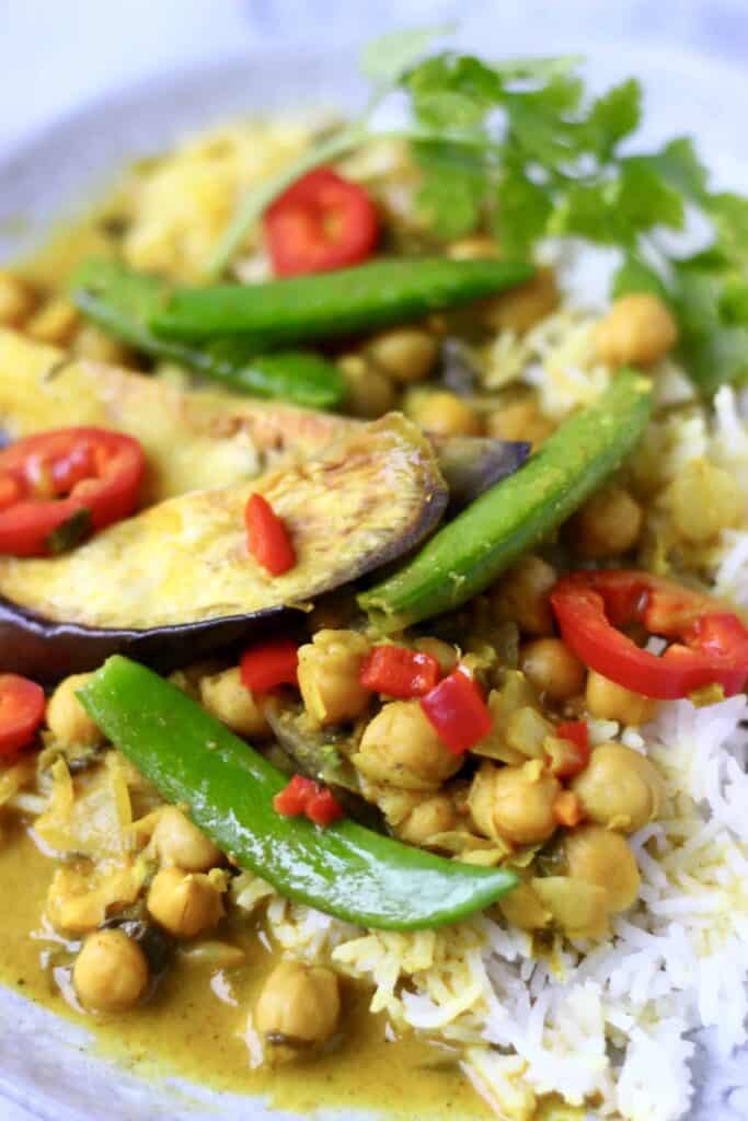 Eggplant Chickpea Peanut Curry (Vegan + GF)