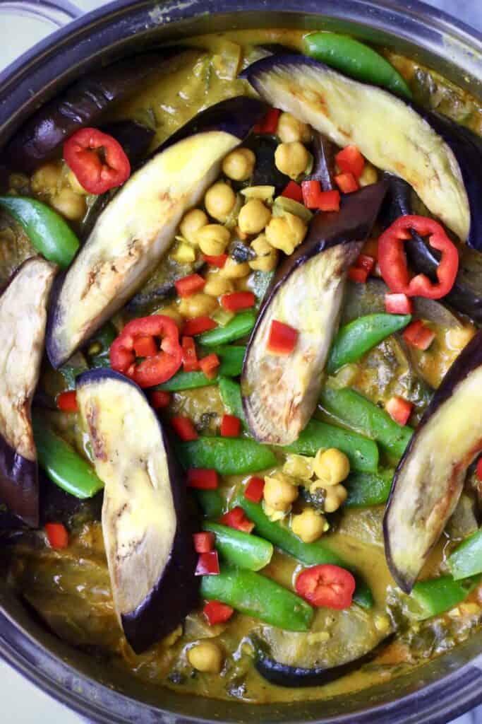 Eggplant Chickpea Peanut Curry (Vegan + GF)