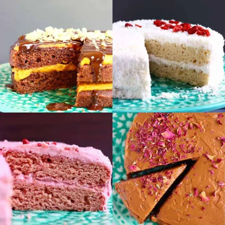 Collage of four cake photos