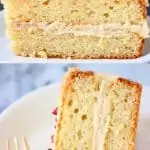 A collage of two Gluten-Free Vegan Vanilla Cake photos