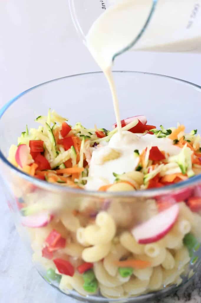 Vegan Rainbow Macaroni Salad (GF)