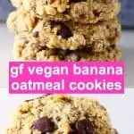 A collage of two gluten-free vegan banana oatmeal cookies photos