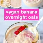 A collage of banana overnight oats photos