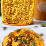 A collage of two gluten-free vegan pumpkin muffin photos