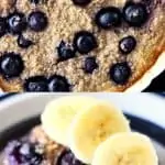 A collage of two Vegan Blueberry Banana Baked Oatmeal photos