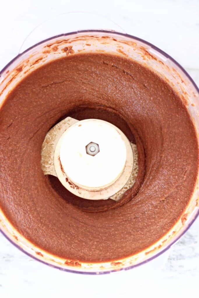 Photo of chocolate fudge mixture in a food processor