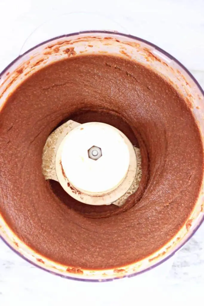 Photo of chocolate fudge mixture in a food processor