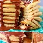 A collage of two gluten-free vegan protein pancakes photos