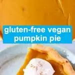 A collage of two gluten-free vegan pumpkin pie photos