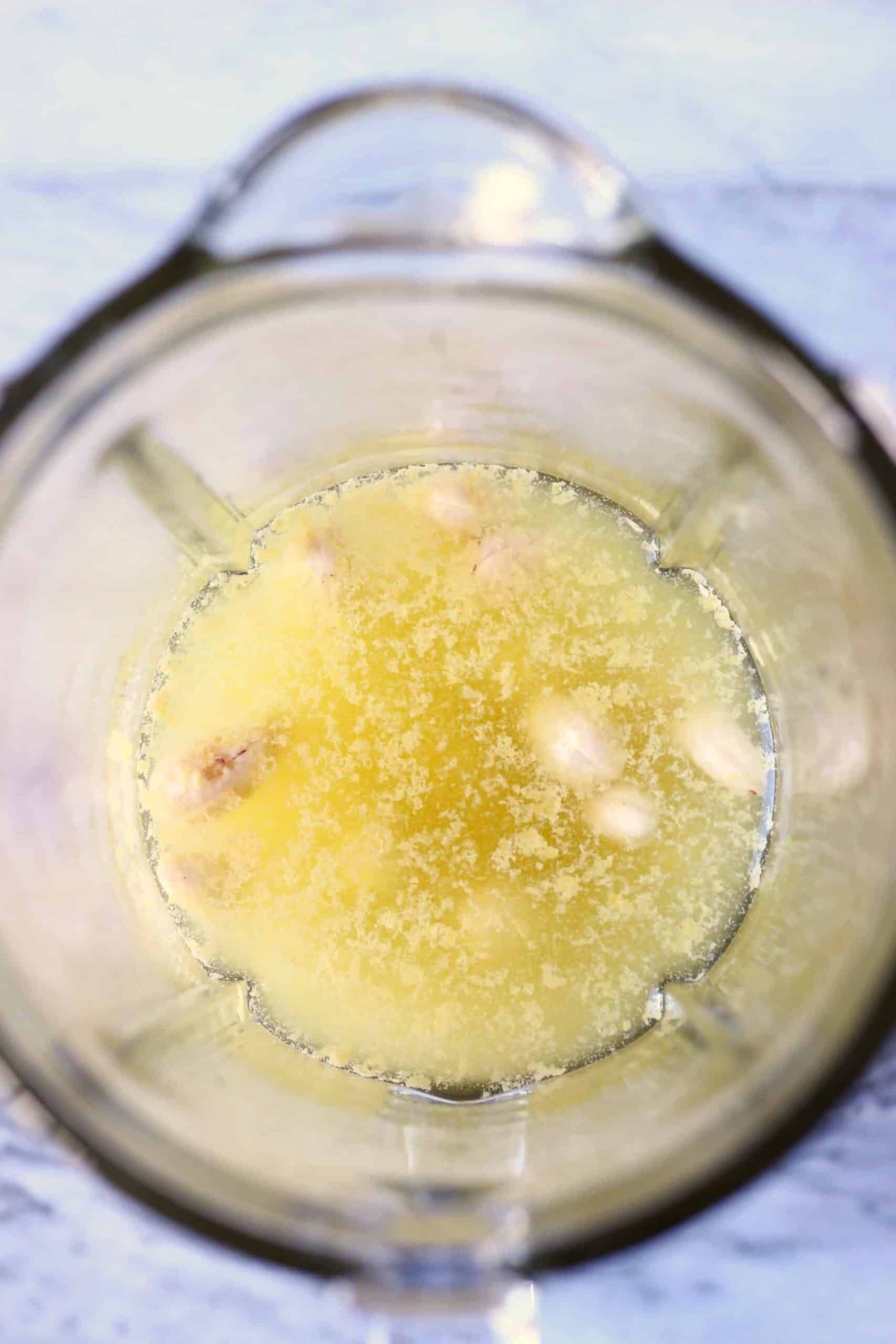 Cashews, water and nutritional yeast in a blender