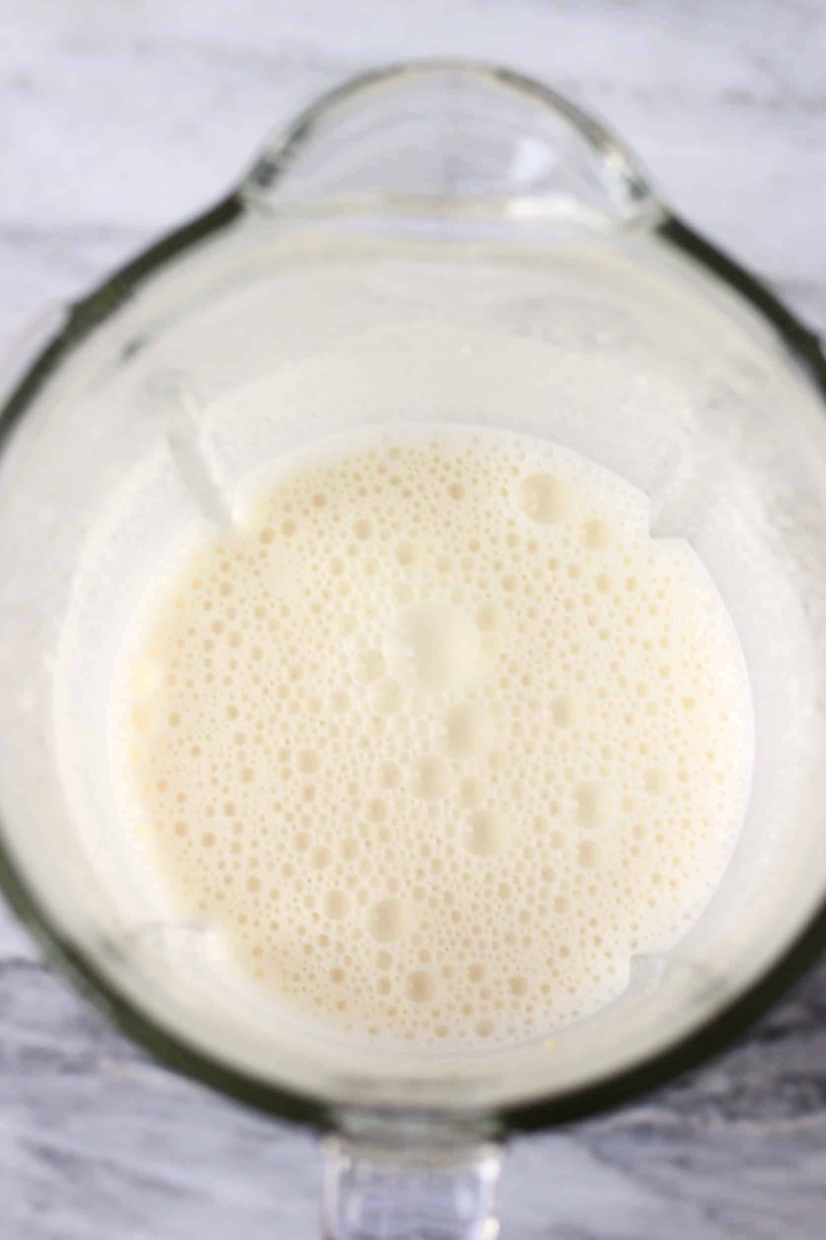 Vegan white cream in a blender