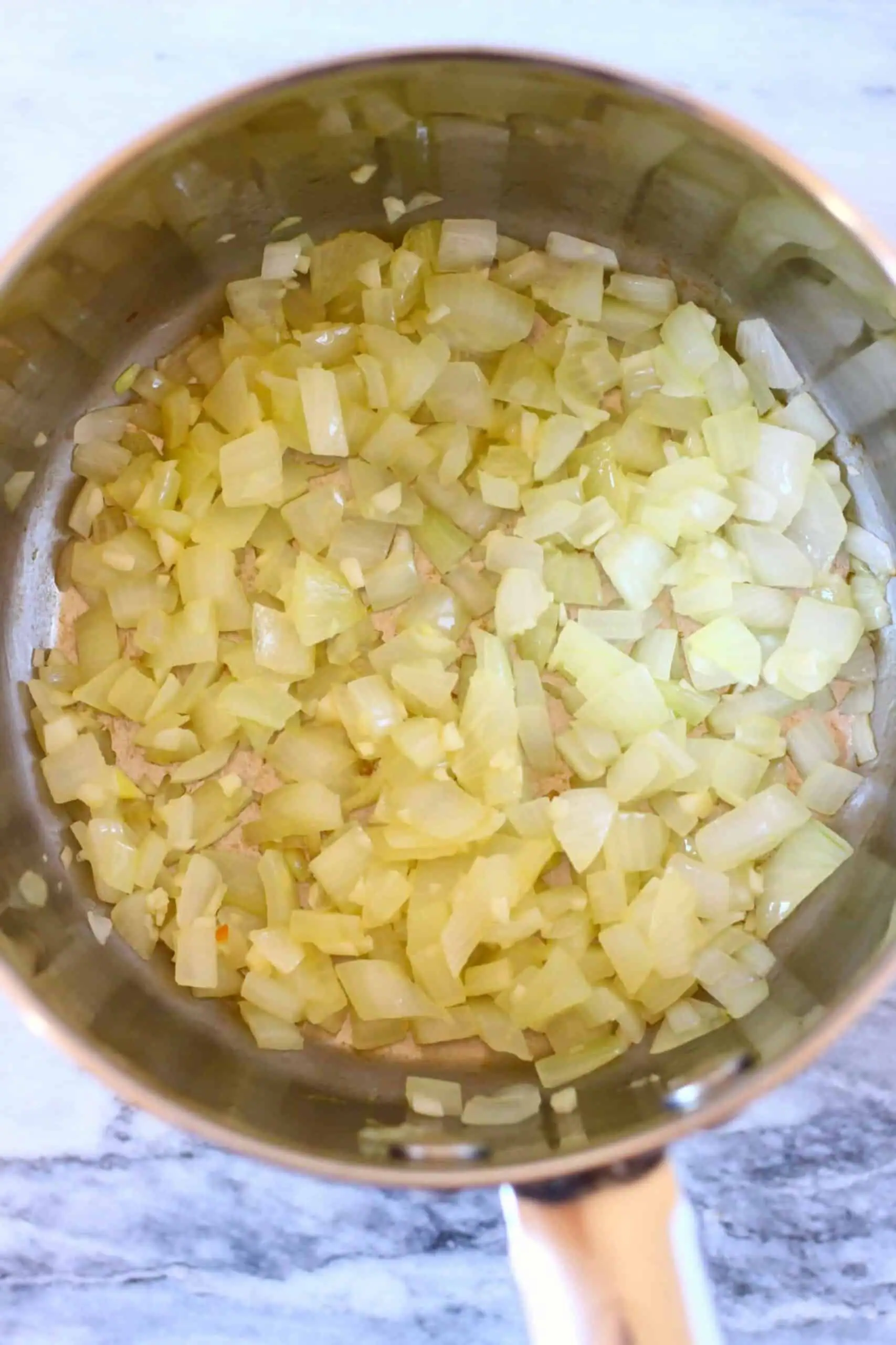 Diced onion in a pan 