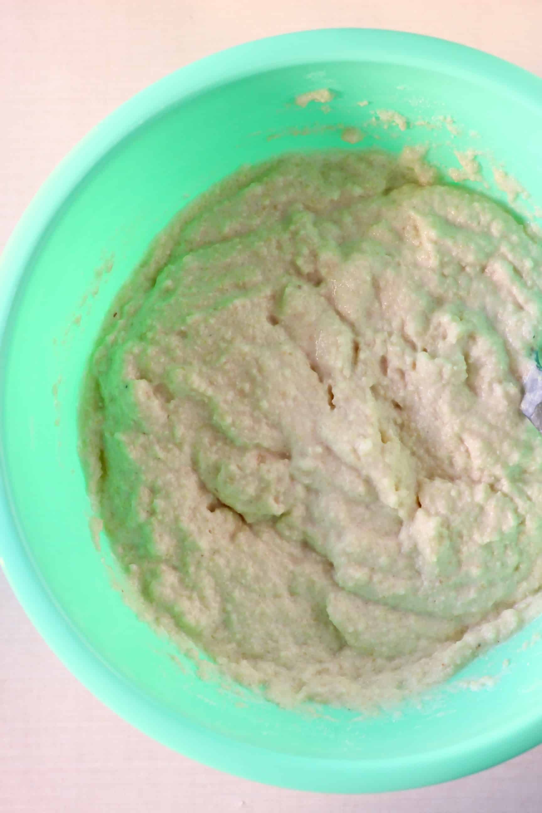 Raw gluten-free vegan almond bread batter in a bowl