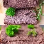 A collage of two vegan meatloaf photos