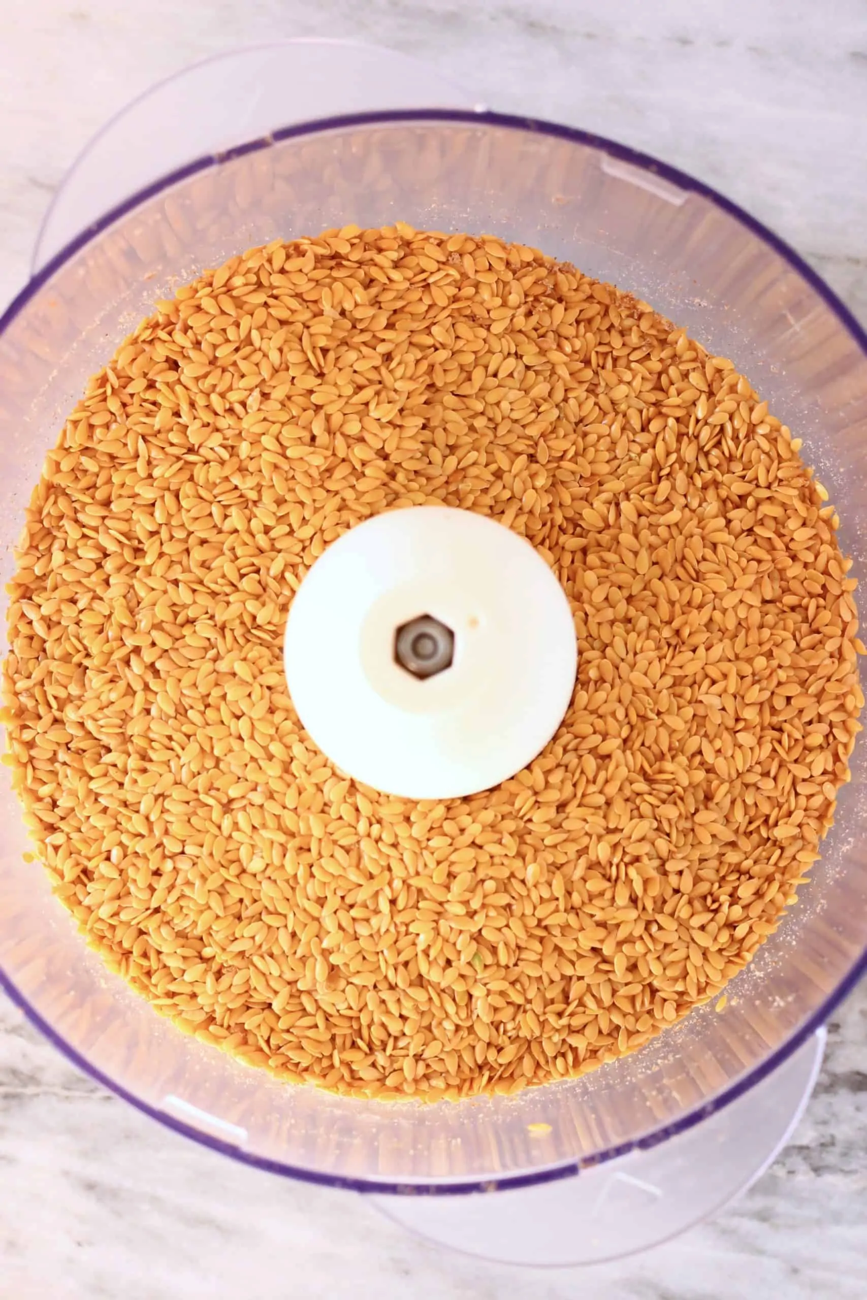 Golden flaxseeds in a food processor