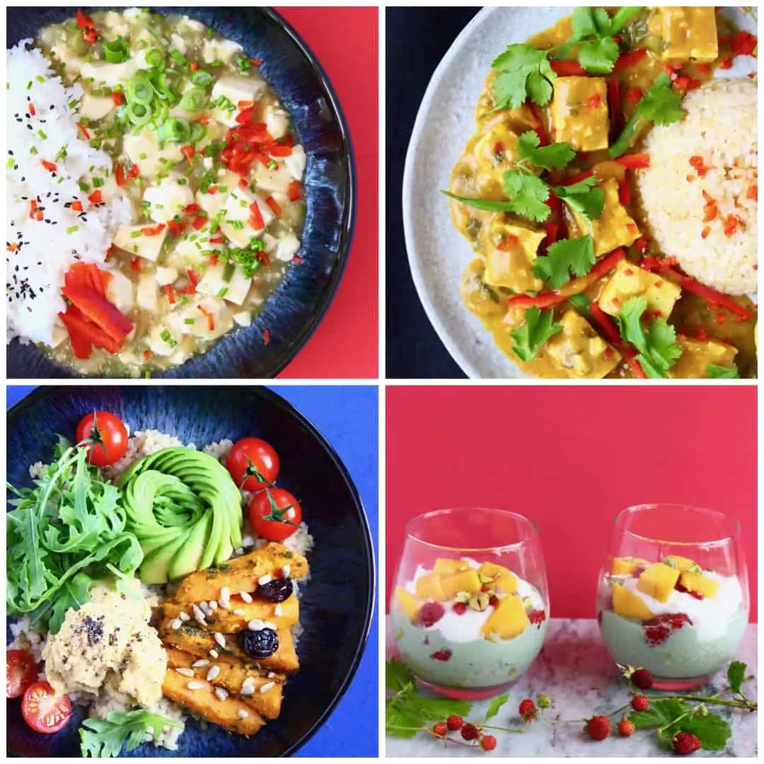 4 pictures form the veganuary meal plan