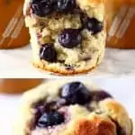 A collage of two Gluten-Free Vegan Blueberry Banana Muffins photos